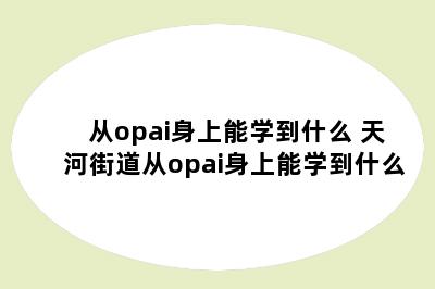 从opai身上能学到什么 天河街道从opai身上能学到什么